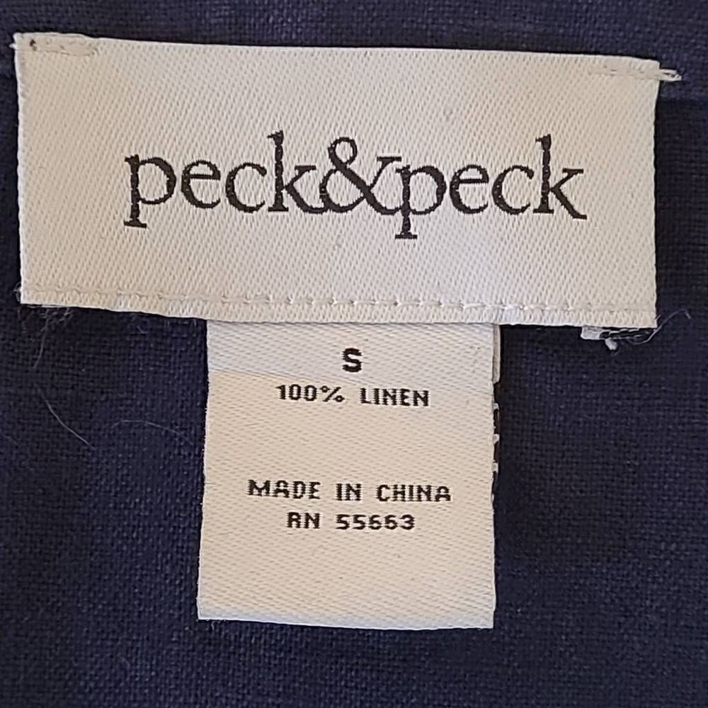 Peck and Peck Womens Navy Blue Linen Short Sleeve Casual Top Small - Picture 3 of 8